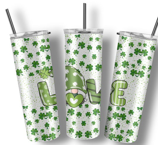 LOVE Gnome Shamrocks Tumbler