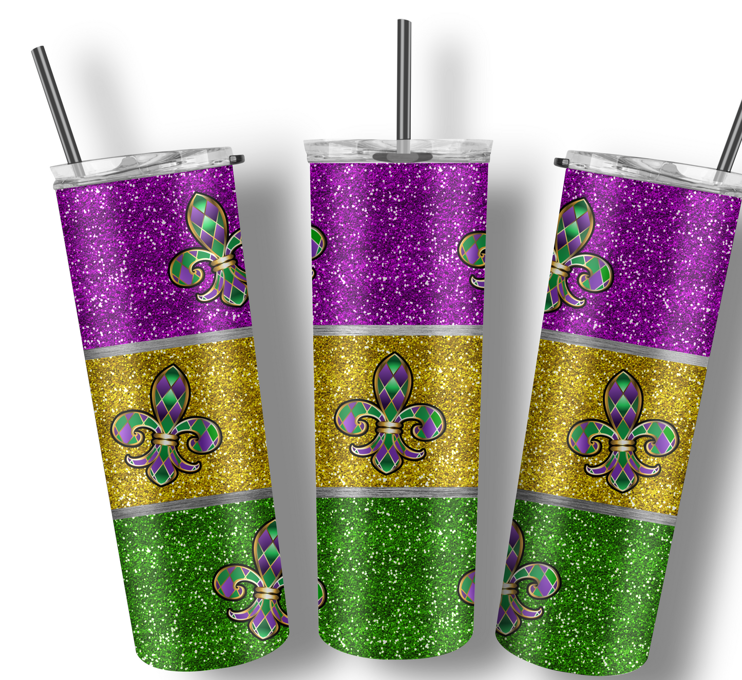 Purple Gold Green Glitter Fleur de lis