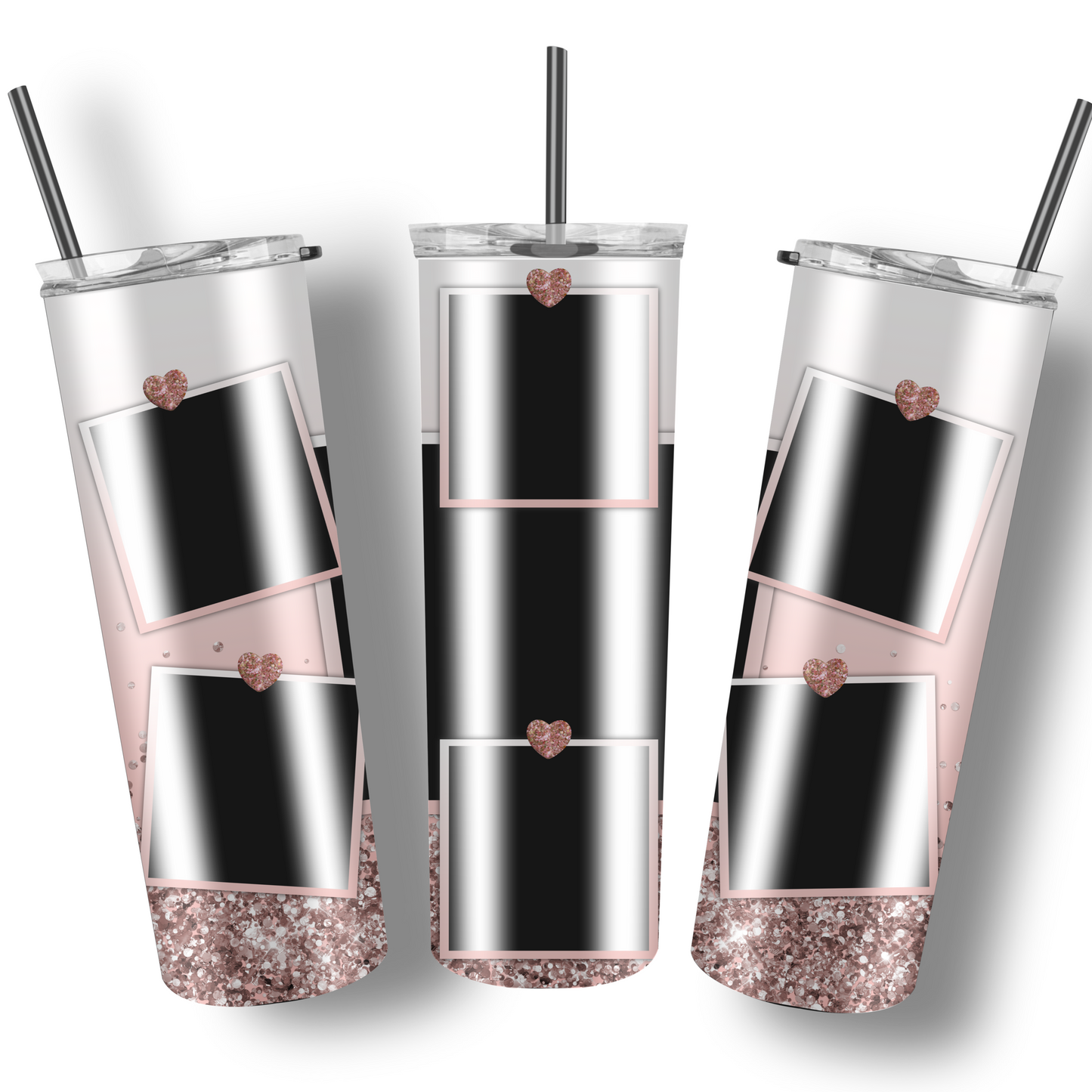 Rose Glitter Photo Tumbler