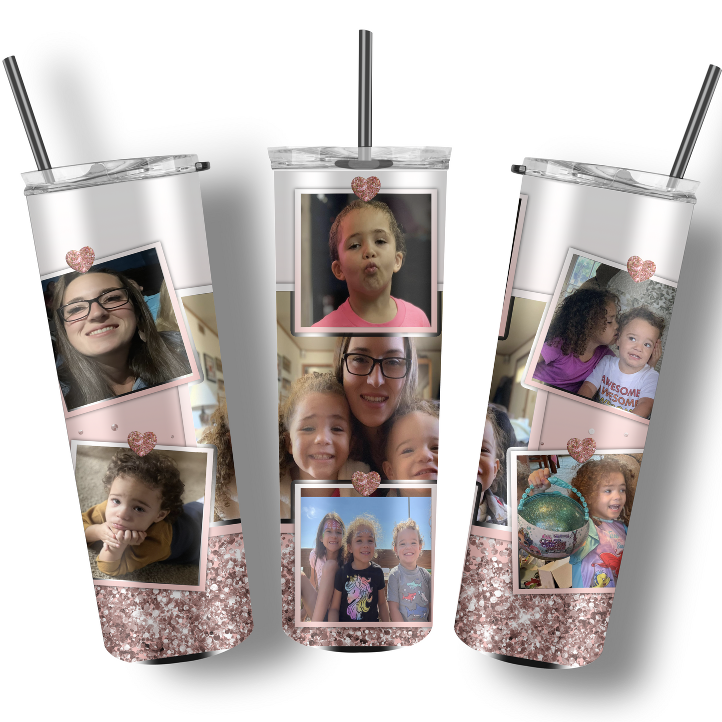 Rose Glitter Photo Tumbler