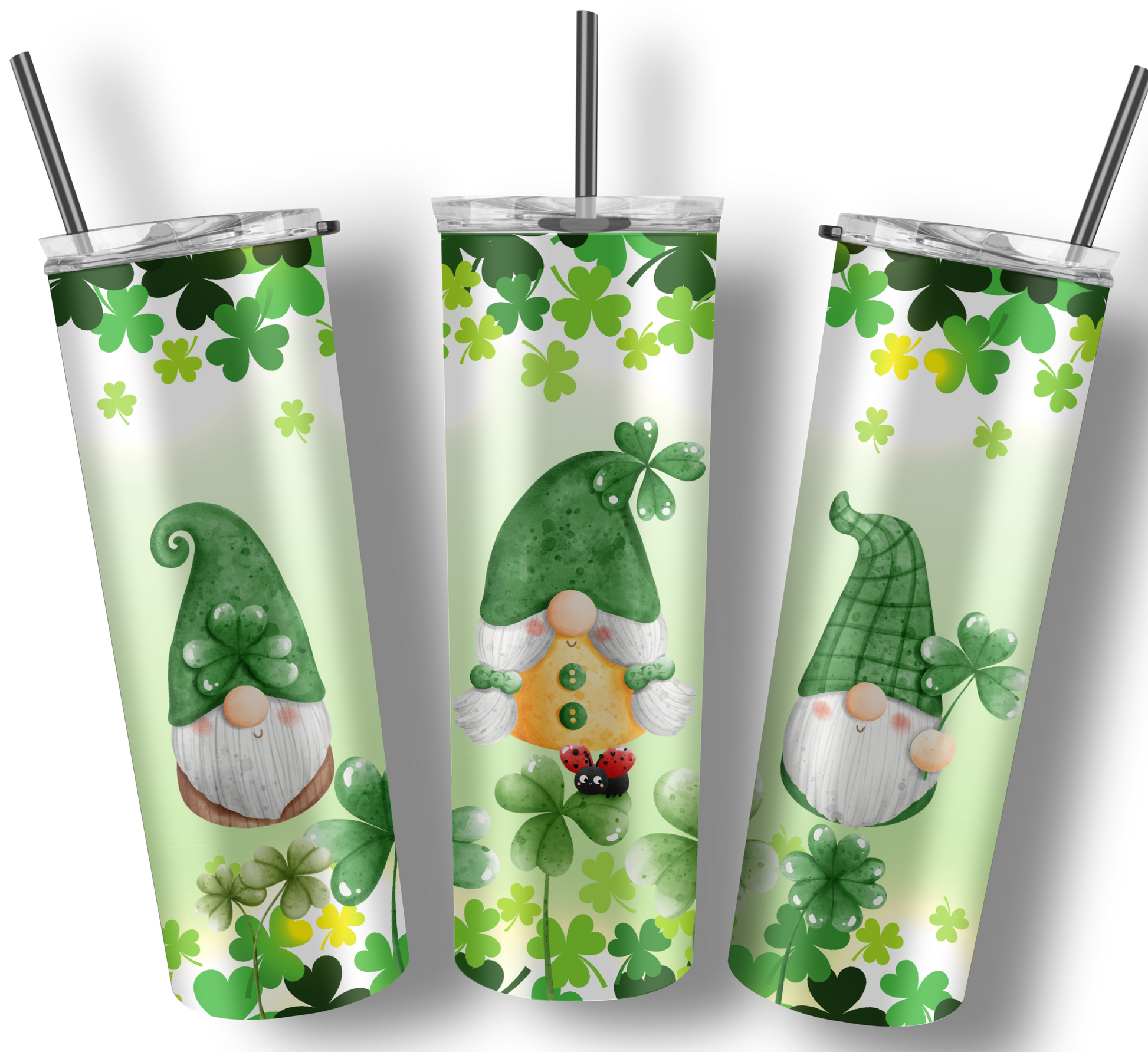 St Patrick's Day Gnome Tumbler With Straw 
